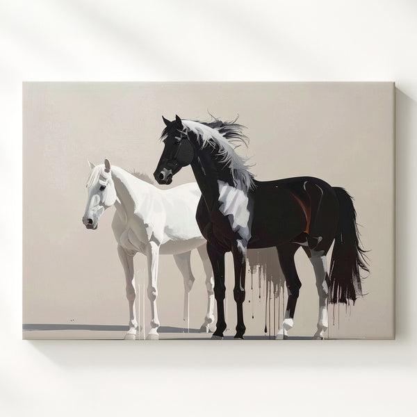 Black and White Horse Silhouette Canvas – Minimalist Abstract Horse Art - Gifitto