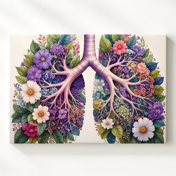 Floral Lungs Botanical Canvas – Nature-Inspired Anatomical Wall Art - Gifitto