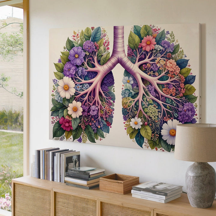 Floral Lungs Botanical Canvas – Nature-Inspired Anatomical Wall Art - Gifitto