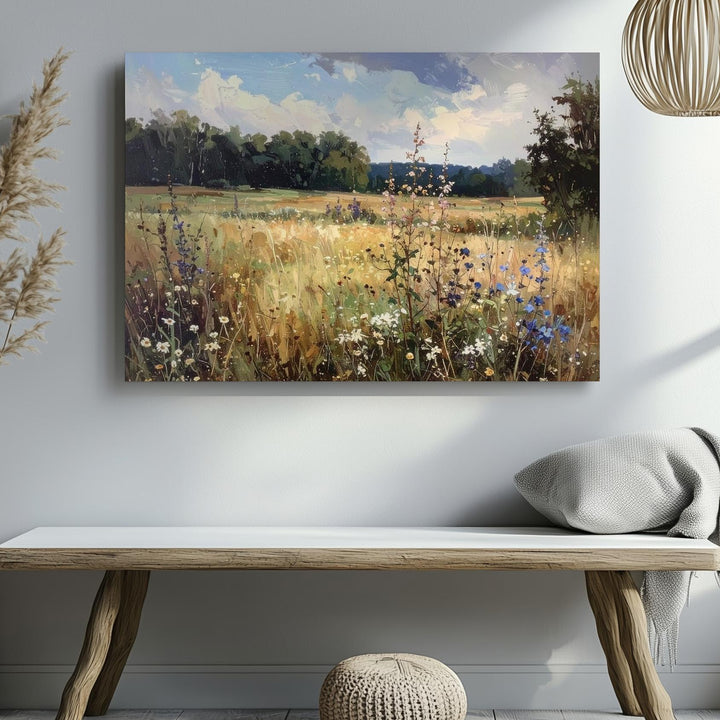 Impressionist Meadow Canvas – Soft Wildflower Field & Countryside Horizon - Gifitto