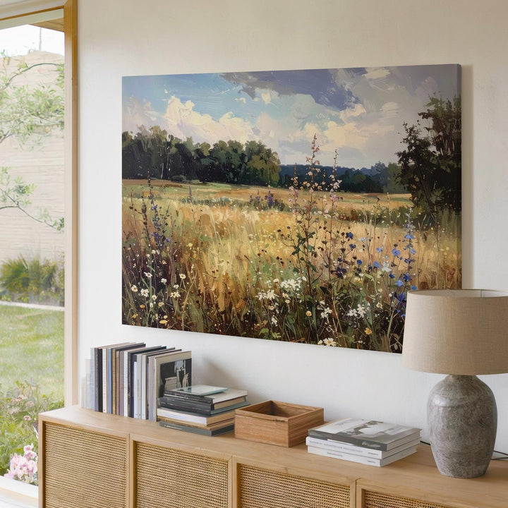 Impressionist Meadow Canvas – Soft Wildflower Field & Countryside Horizon - Gifitto