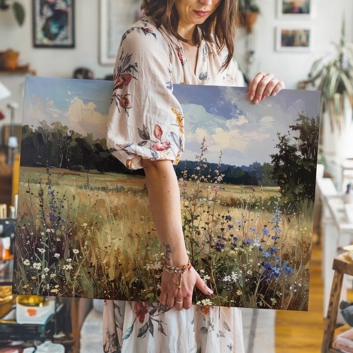 Impressionist Meadow Canvas – Soft Wildflower Field & Countryside Horizon - Gifitto