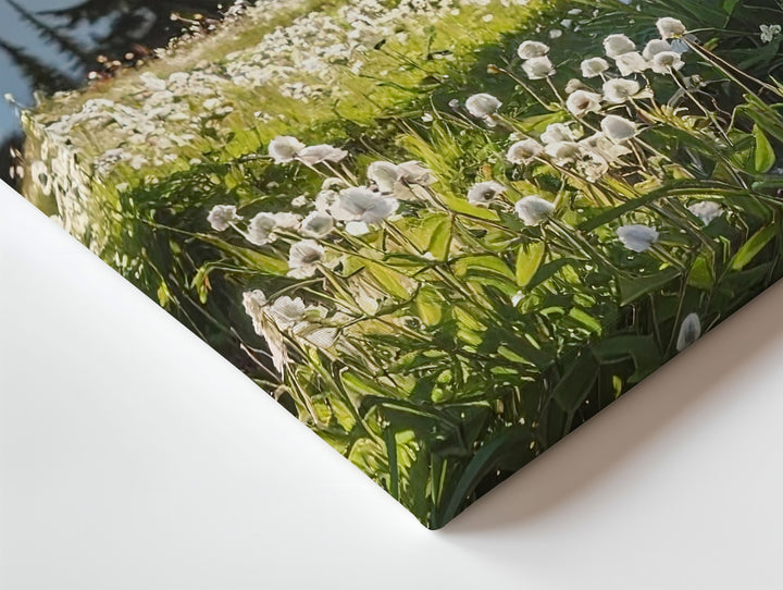 Wildflower Evening Glow Canvas – Vertical Alpine Meadow & Forest Landscape - Gifitto