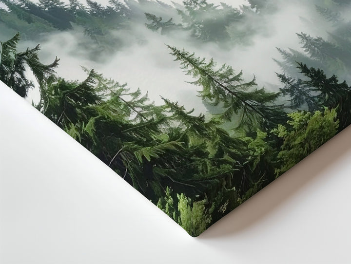 Mystic Forest Peaks Canvas – Foggy Evergreen Mountain Landscape Wall Art - Gifitto
