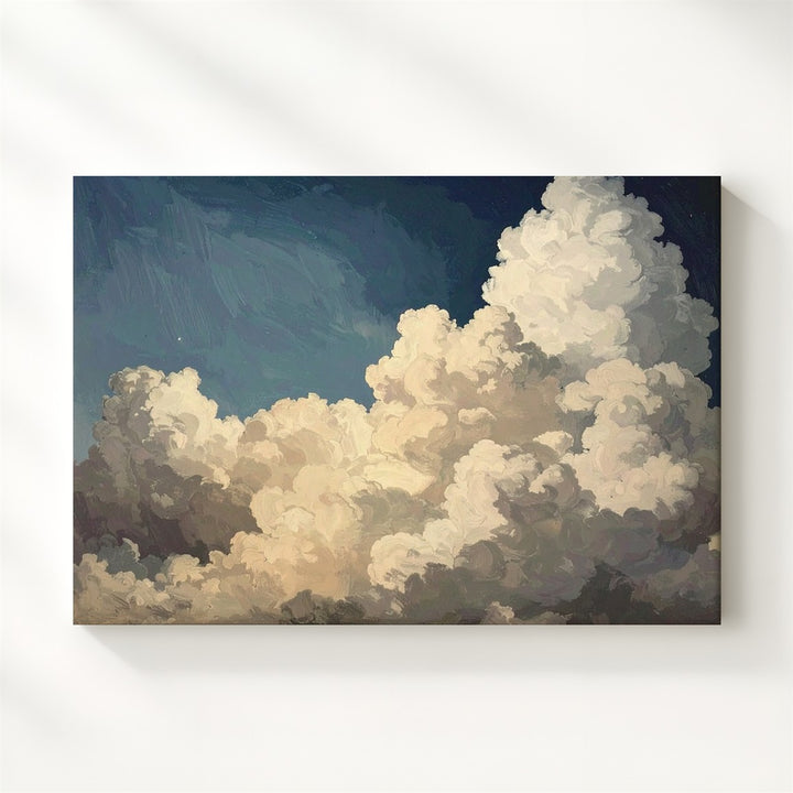 Celestial Depths Canvas – Sculpted Beige Clouds in Classical Sky - Gifitto