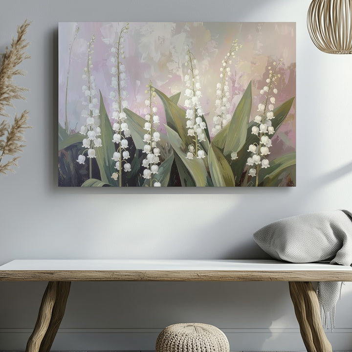 Lily of the Valley Dreamscape – Soft Impressionist Floral Canvas - Gifitto