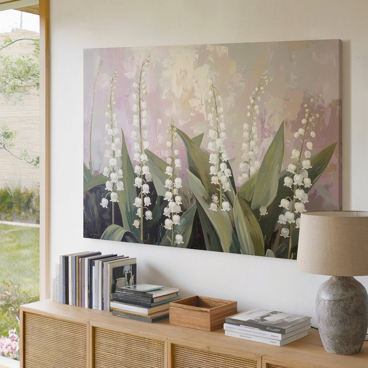 Lily of the Valley Dreamscape – Soft Impressionist Floral Canvas - Gifitto