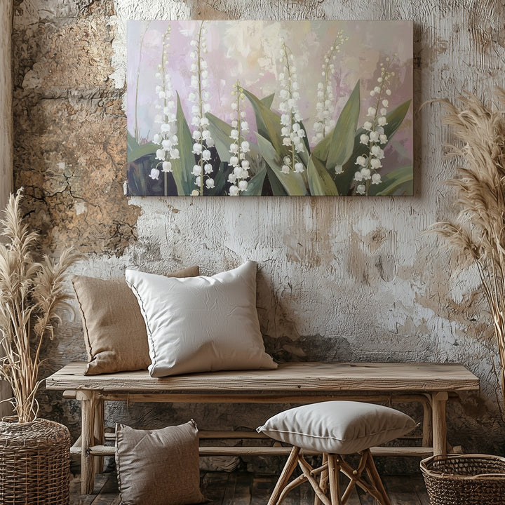 Lily of the Valley Dreamscape – Soft Impressionist Floral Canvas - Gifitto