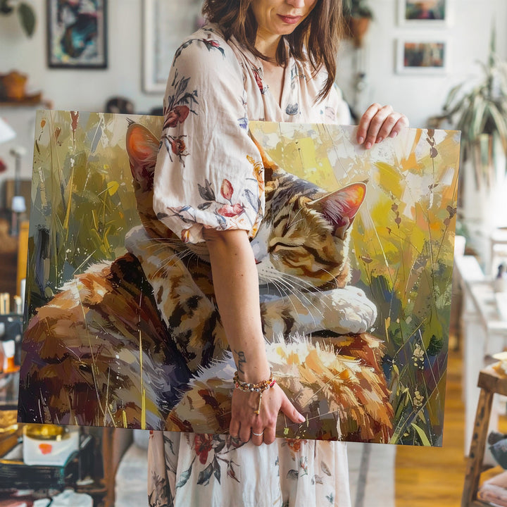 Tabby Cat Embrace Canvas – Loving Affection and Tender Connection Wall Art - Gifitto