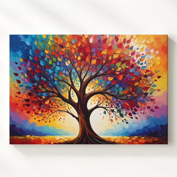 Whirlwind Tree of Life Canvas – Colorful Impressionist Nature Wall Art - Gifitto