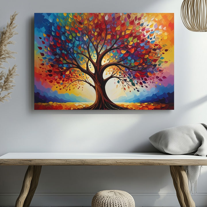 Whirlwind Tree of Life Canvas – Colorful Impressionist Nature Wall Art - Gifitto