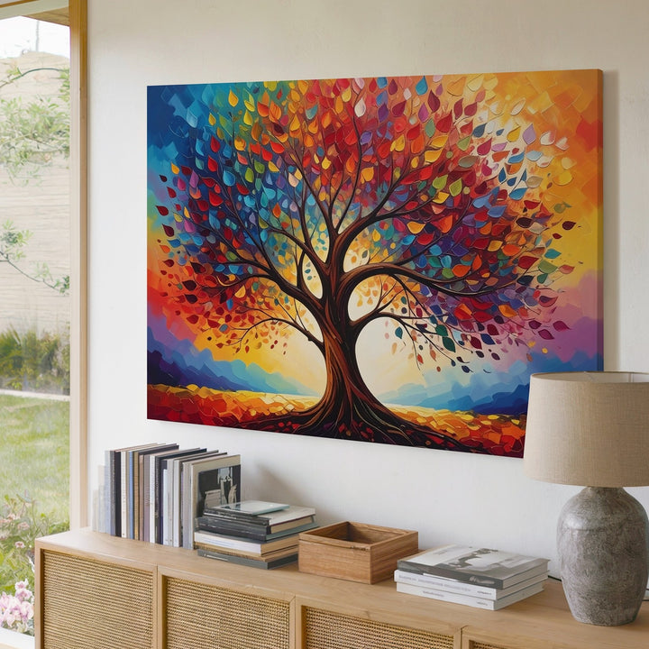 Whirlwind Tree of Life Canvas – Colorful Impressionist Nature Wall Art - Gifitto