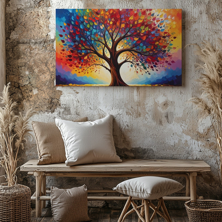 Whirlwind Tree of Life Canvas – Colorful Impressionist Nature Wall Art - Gifitto