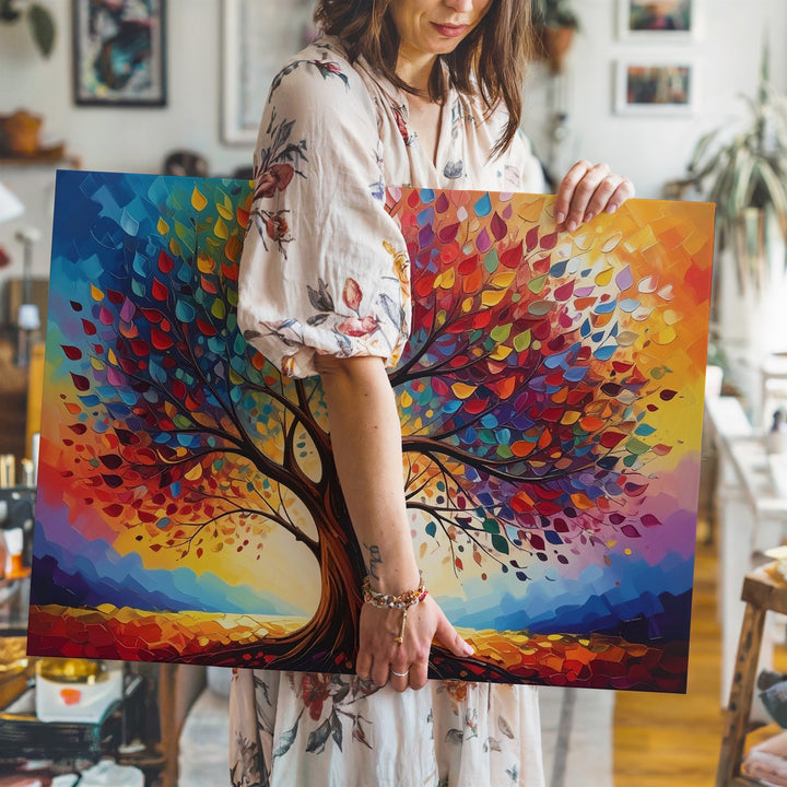 Whirlwind Tree of Life Canvas – Colorful Impressionist Nature Wall Art - Gifitto