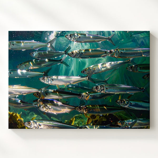 School of Fish Canvas – Synchronized Underwater Ocean Photography