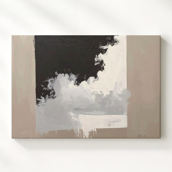Soft Gradient Canvas – Abstract Art of Charcoal and White Transition - Gifitto