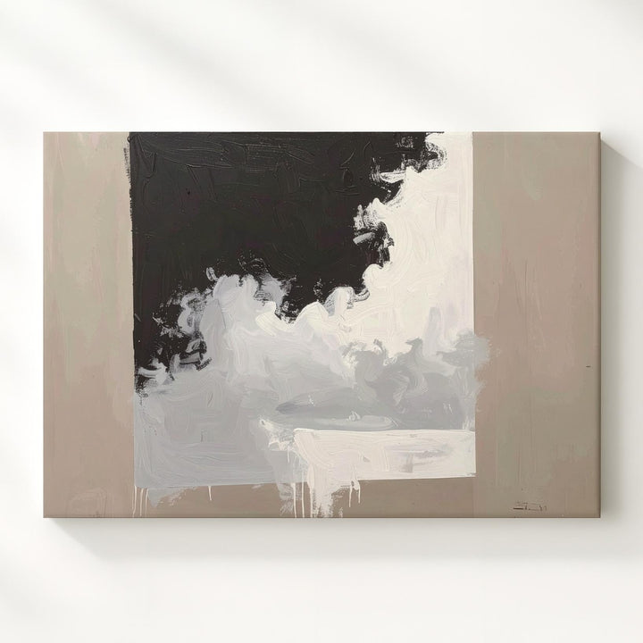 Soft Gradient Canvas – Abstract Art of Charcoal and White Transition - Gifitto