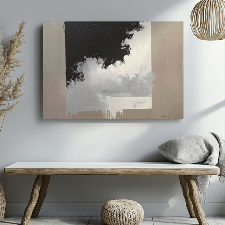 Soft Gradient Canvas – Abstract Art of Charcoal and White Transition - Gifitto