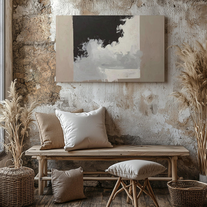 Soft Gradient Canvas – Abstract Art of Charcoal and White Transition - Gifitto