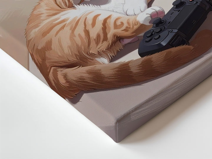 Gamer Cat Canvas – Cozy Tabby with Headphones & Controller - Gifitto