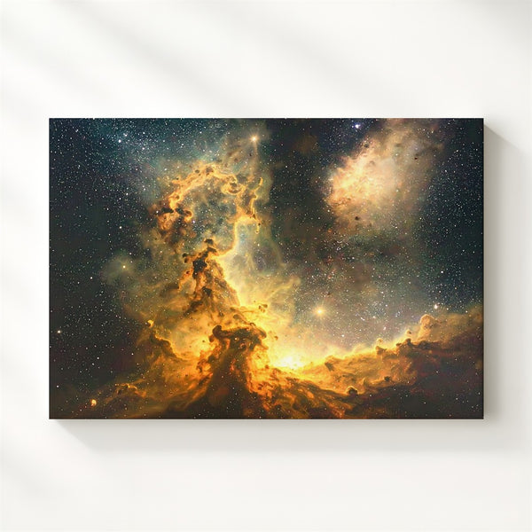 Ancient Starfield Canvas – Yellow-Orange Gas Clouds & Glowing Nebula Clusters - Gifitto