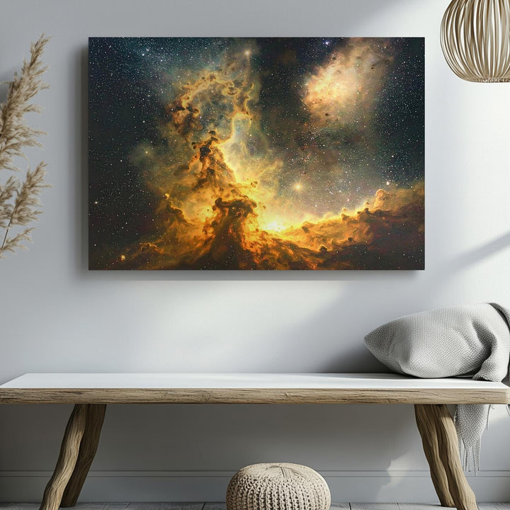 Ancient Starfield Canvas – Yellow-Orange Gas Clouds & Glowing Nebula Clusters - Gifitto