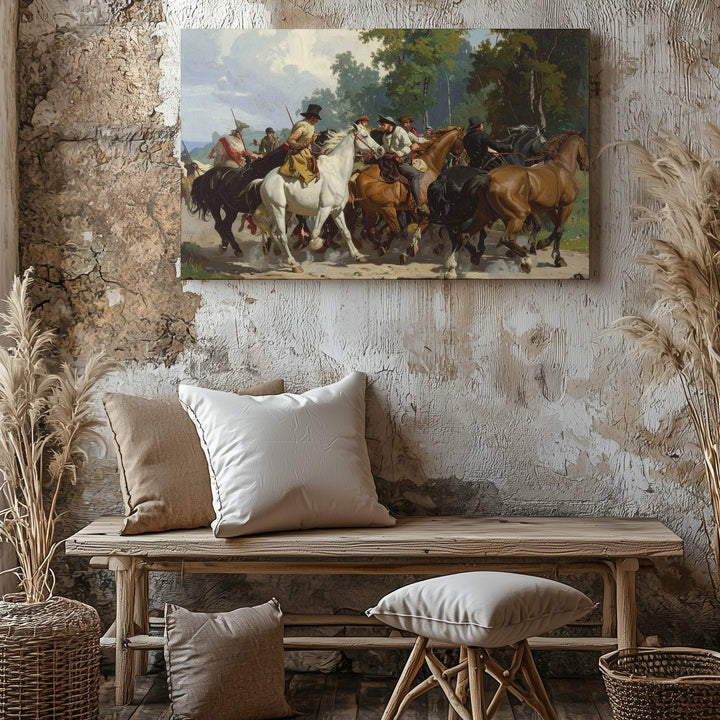 Historical Horsemen and Riders Canvas – Classical Equestrian Action Art - Gifitto
