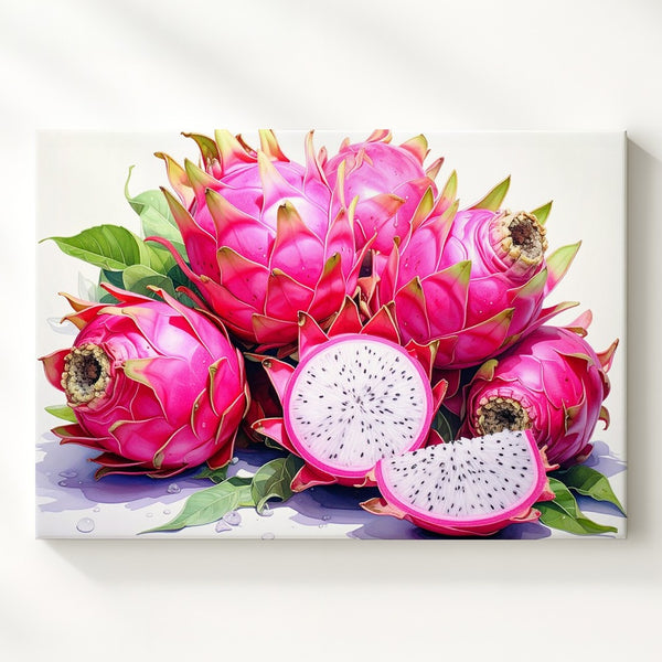 Vibrant Dragon Fruit Canvas – Photorealistic Exotic Fruit Wall Art - Gifitto