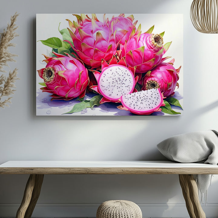 Vibrant Dragon Fruit Canvas – Photorealistic Exotic Fruit Wall Art - Gifitto