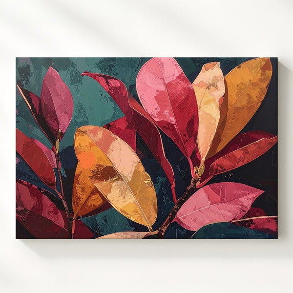 Bold Tropical Leaf Canvas – Vibrant Color Block Botanical Wall Art - Gifitto
