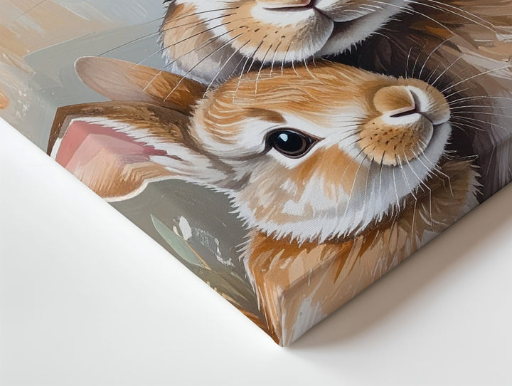 Rabbit Family Bond Canvas – Tender Parent and Child Wall Art - Gifitto
