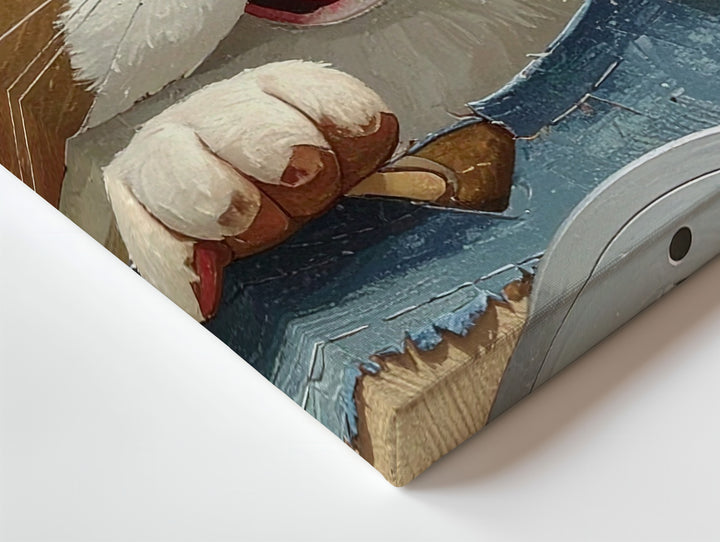 Whimsical Plush Cat Canvas – Playful 3D Denim Wall Art - Gifitto