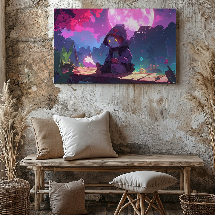 Moonlit Dock Dreamscape Canvas – Whimsical Fantasy Creature Wall Art - Gifitto