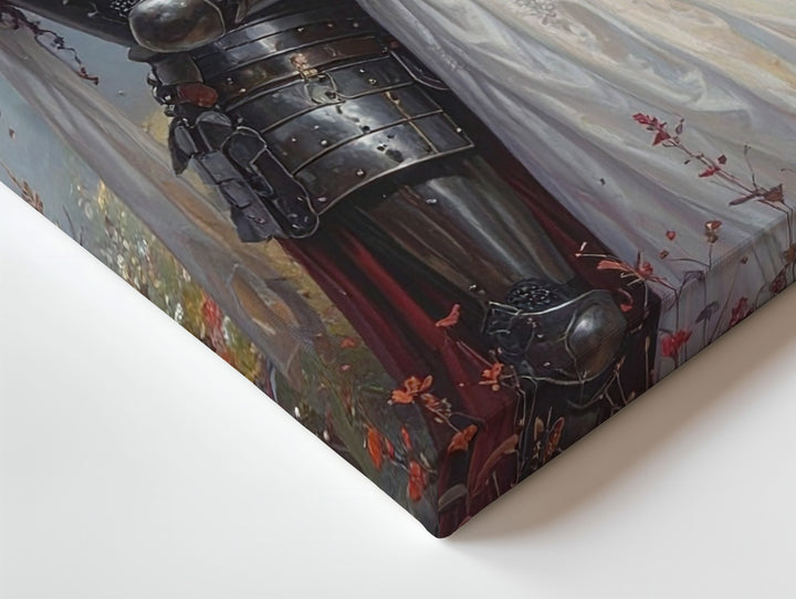 Knight’s Embrace Canvas – Romantic Fantasy Forest Love Scene Wall Art - Gifitto