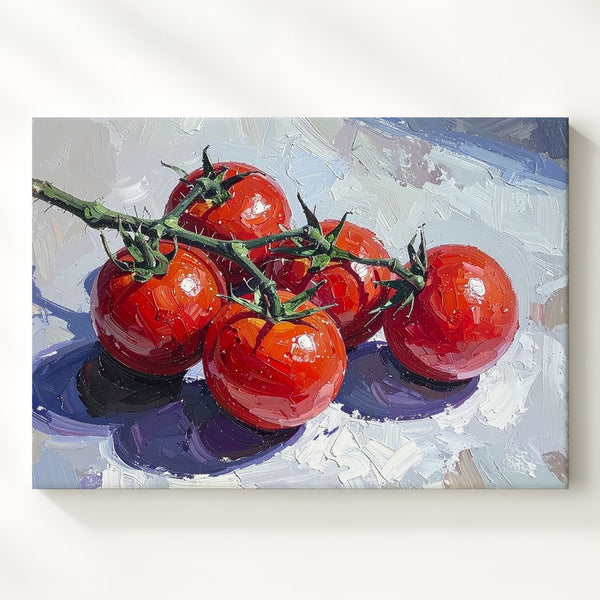 Cherry Tomato Vine Canvas – Stylized Fresh Produce Wall Art - Gifitto