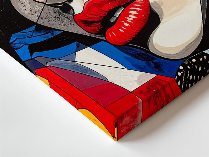 Pop Art Woman Canvas – Bold Geometric Portrait with Comic Book Flair - Gifitto
