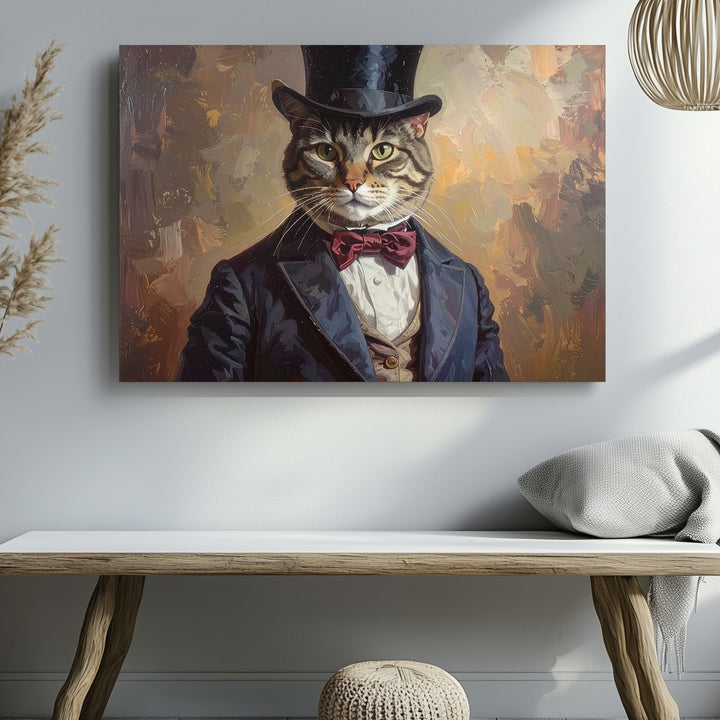 Aristocratic Cat Canvas – 19th Century Formal Attire Portrait Art - Gifitto