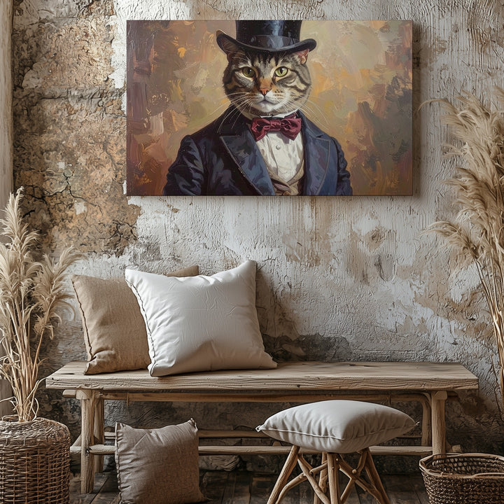 Aristocratic Cat Canvas – 19th Century Formal Attire Portrait Art - Gifitto