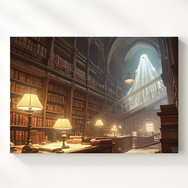 Enchanted Library Spirit Canvas – Mystical Gothic Bookshelf Wall Art - Gifitto