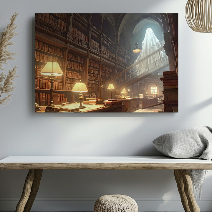 Enchanted Library Spirit Canvas – Mystical Gothic Bookshelf Wall Art - Gifitto