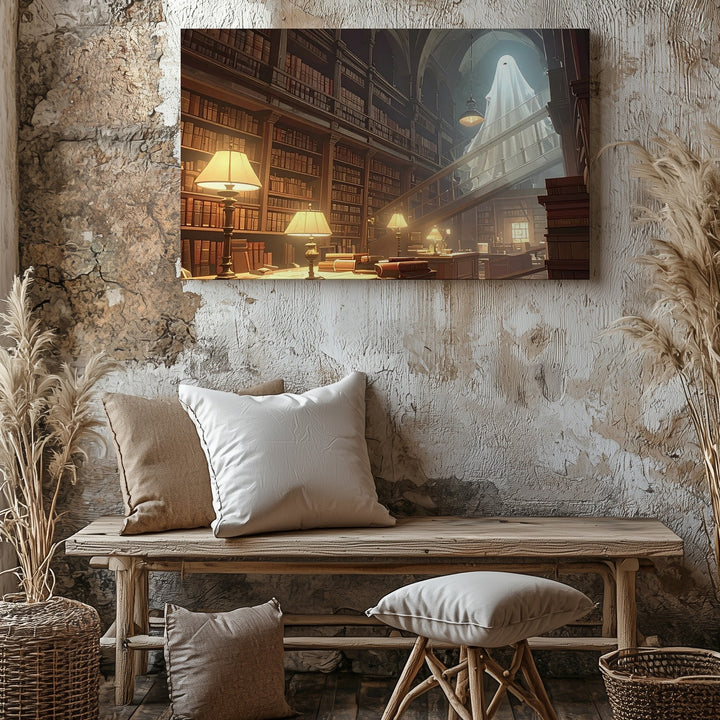 Enchanted Library Spirit Canvas – Mystical Gothic Bookshelf Wall Art - Gifitto