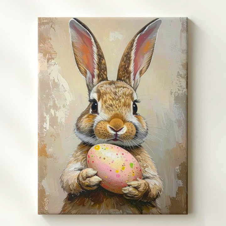 Easter Bunny with Egg Canvas – Festive Spring Wall Art - Gifitto