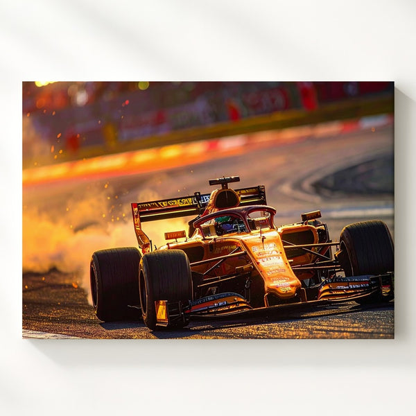 Night Sparks Canvas – Red Bull F1 Car in Motion on Floodlit Track - Gifitto