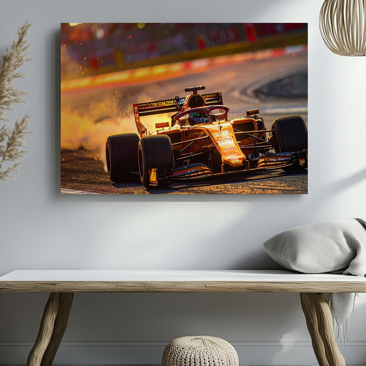 Night Sparks Canvas – Red Bull F1 Car in Motion on Floodlit Track - Gifitto
