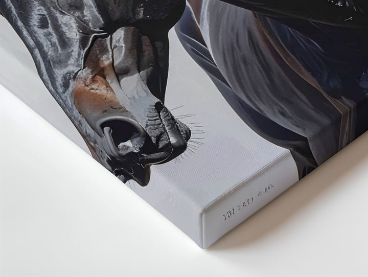 Majestic Black Horse Canvas – Realistic Equestrian Portrait Art - Gifitto
