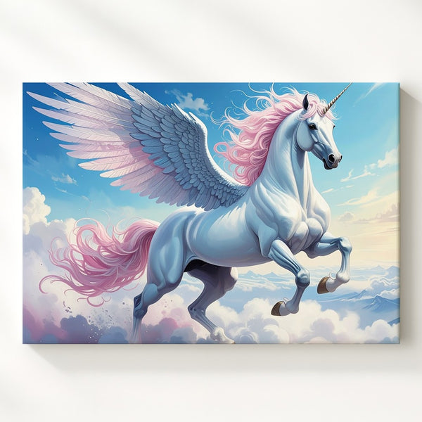 Celestial Pegasus Canvas – Majestic Winged Horse in Cloud Realm Wall Art - Gifitto