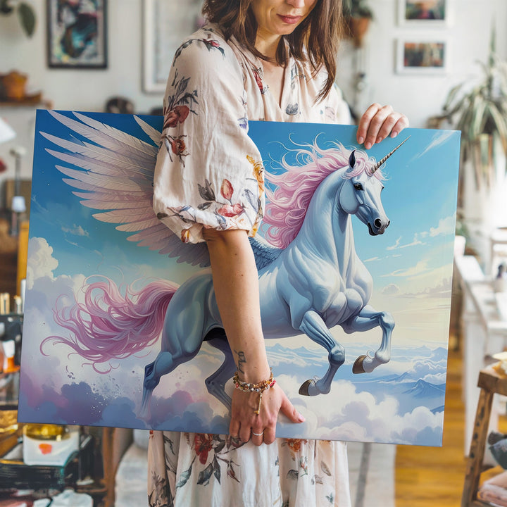 Celestial Pegasus Canvas – Majestic Winged Horse in Cloud Realm Wall Art - Gifitto