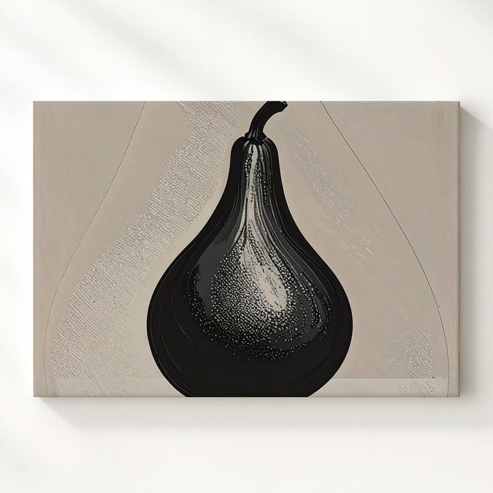 Gourd Shape Silhouette Canvas – Minimalist Black Vase Art on Taupe Background - Gifitto