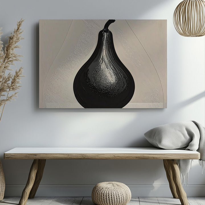 Gourd Shape Silhouette Canvas – Minimalist Black Vase Art on Taupe Background - Gifitto