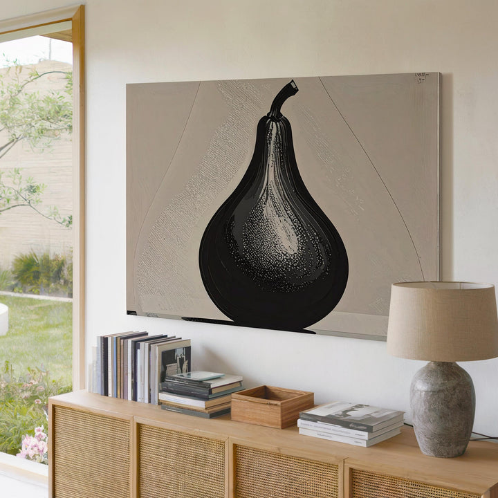 Gourd Shape Silhouette Canvas – Minimalist Black Vase Art on Taupe Background - Gifitto